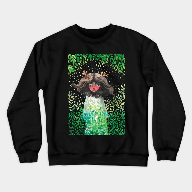 Girl-deer Crewneck Sweatshirt by cloudymoon